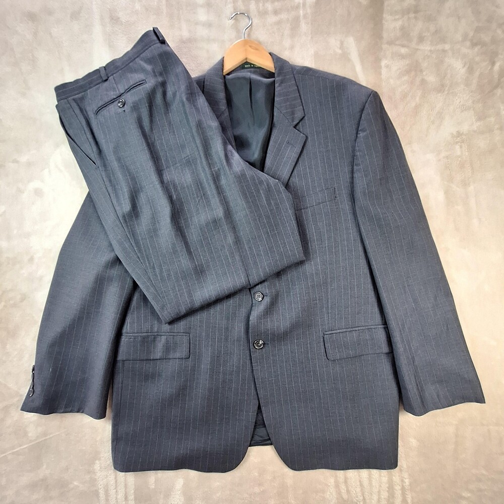 Lauren Ralph Lauren Suit Mens Charcoal Gray Pinstripe Wool 2 Button Single Vent